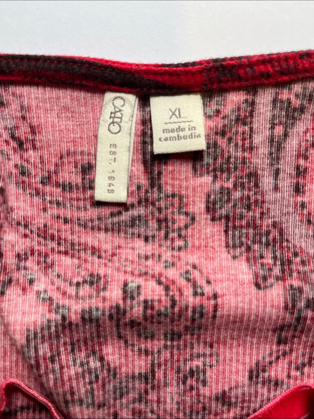 Cato Red Paisley Lace-Up V-Neck Tunic - Picture 5 of 5